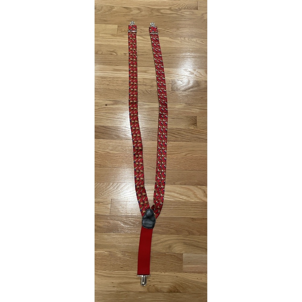 Vintage Duck Mallard Suspenders Men‎ Red Clips Satin Classic